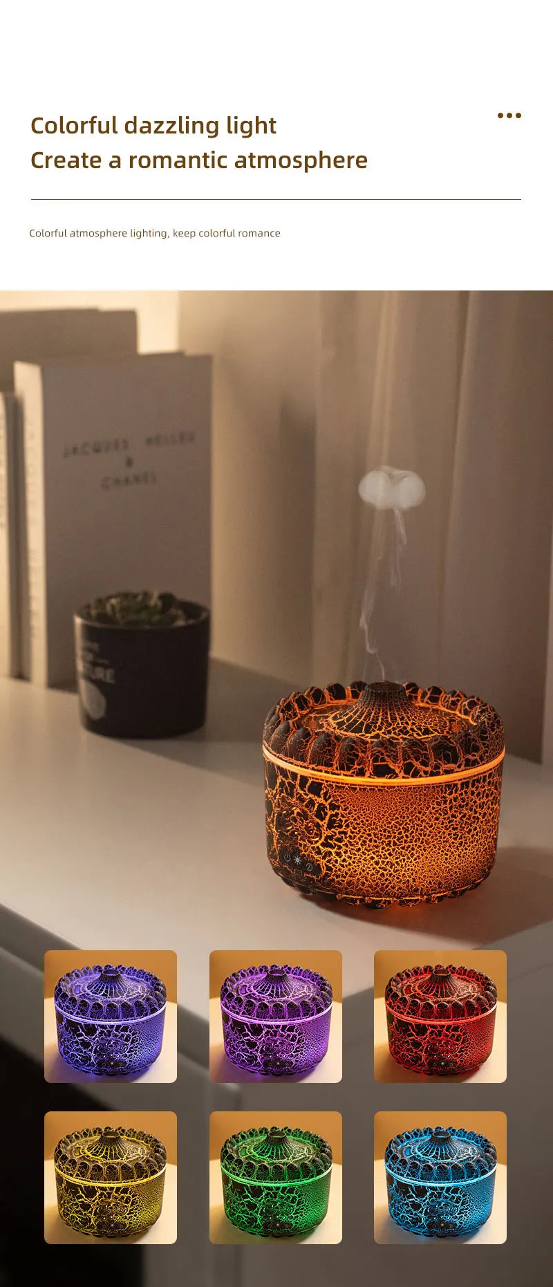 Raindrop Aroma Diffuser &amp; Ultrasonic Humidifier – Remote Control, Night Light