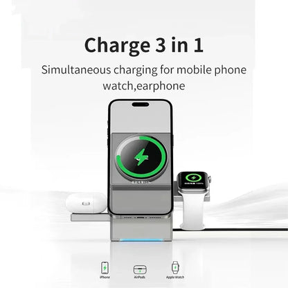 Qi2 Auto-Rotation 3-in-1 MagSafe Wireless Charger