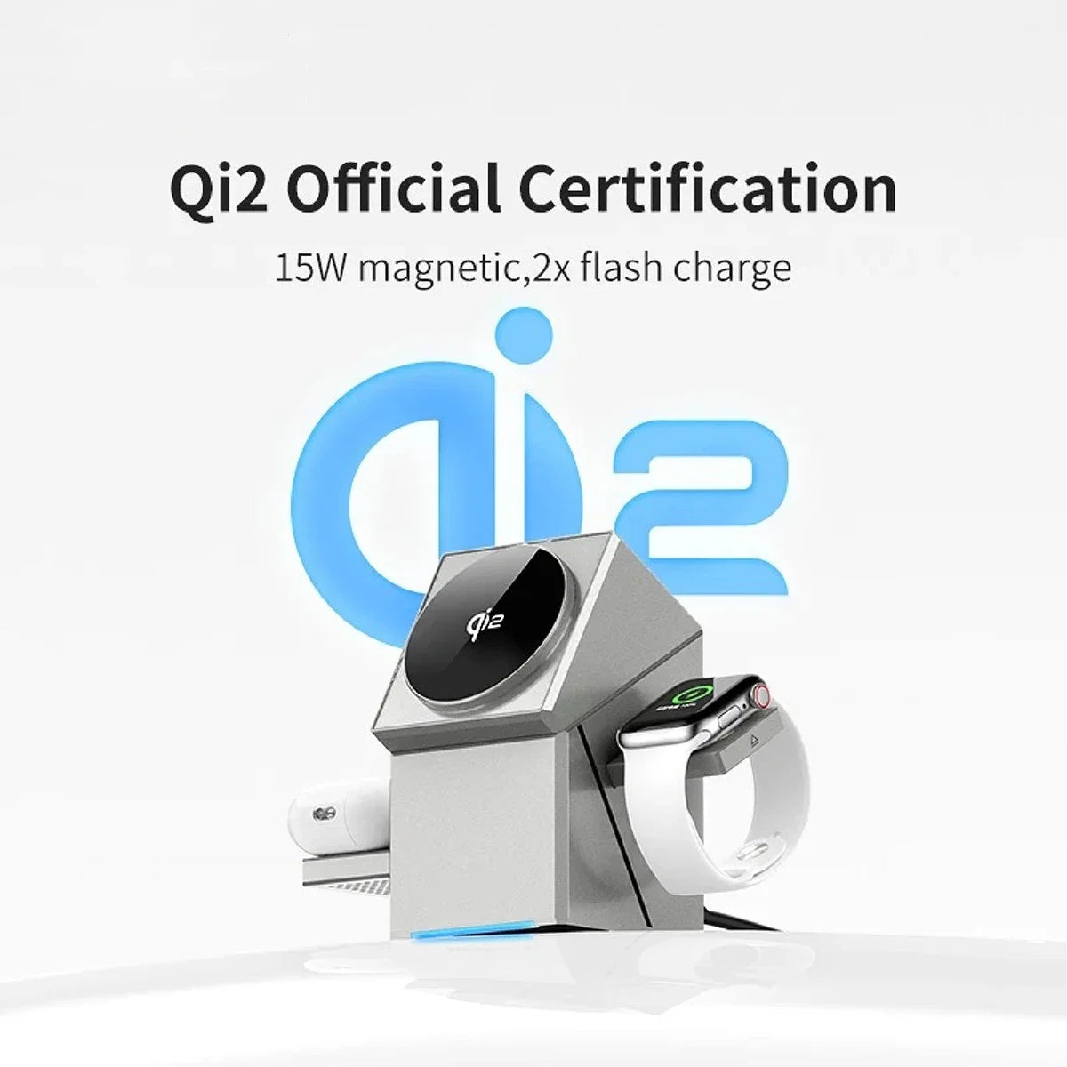 Qi2 Auto-Rotation 3-in-1 MagSafe Wireless Charger