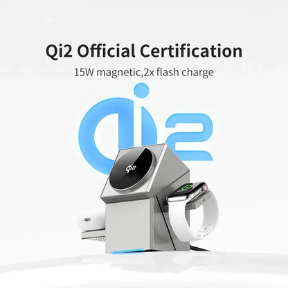 Qi2 Auto-Rotation 3-in-1 MagSafe Wireless Charger