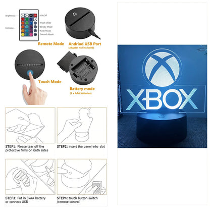 3D LED Acrylic Night Light (Touch & Remote Control)