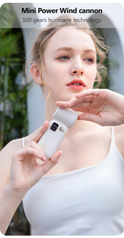 High-Speed Handheld Fan – 100-Level Cooling with Digital Display