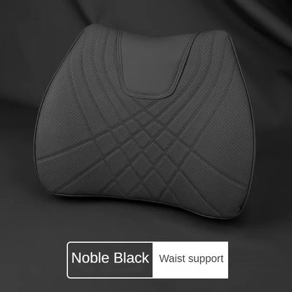 New Car Headrest Pillow Set Sewing Leather Auto Lumbar Waist Support Memory Foam Seat Neck Protective Cushion Accessories