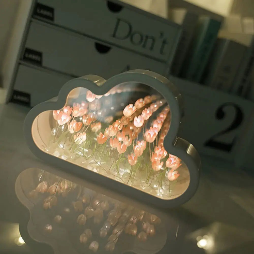 Floral Tulip Cloud Mirror Night Light