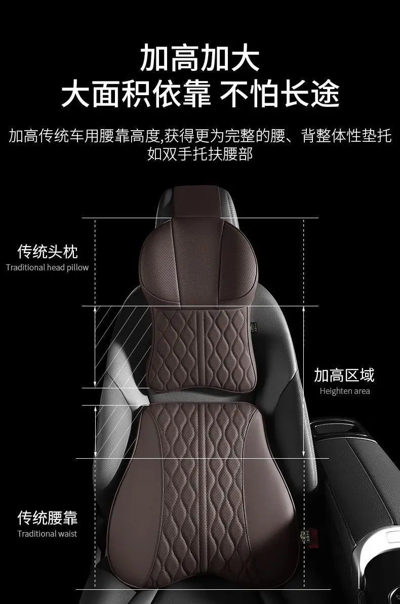 Car Headrest & Lumbar Support Pillow – Memory Foam Comfort for Driving