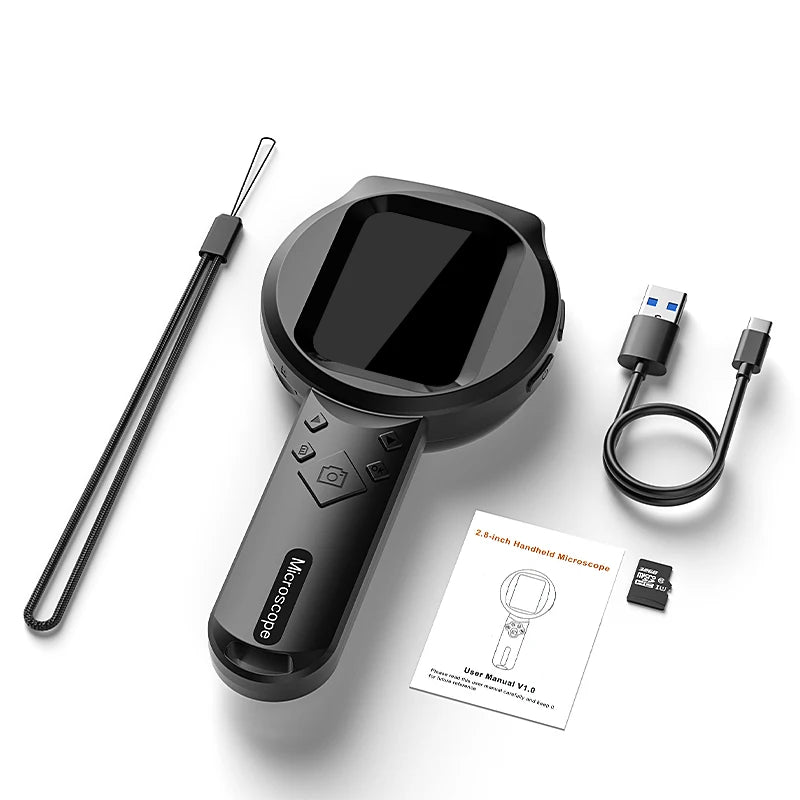 Handheld Digital Microscope with Screen – 100× Magnification & LED Lighting