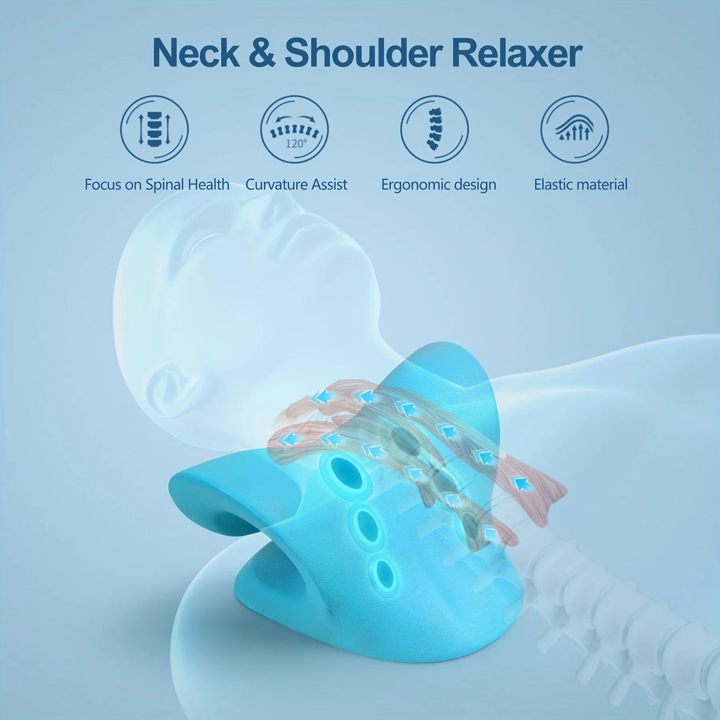 Eva Neck And Shoulder Relaxer, C-Shape Cervical Traction Device, Relax Spine Alignment, Chiropractic Pillow Stretcher Massager