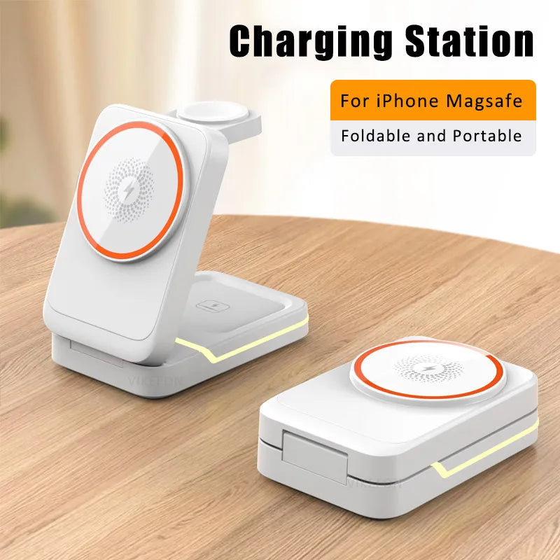 3-in-1 Magnetic Wireless Charger – For iPhone, Apple Watch & Earbuds