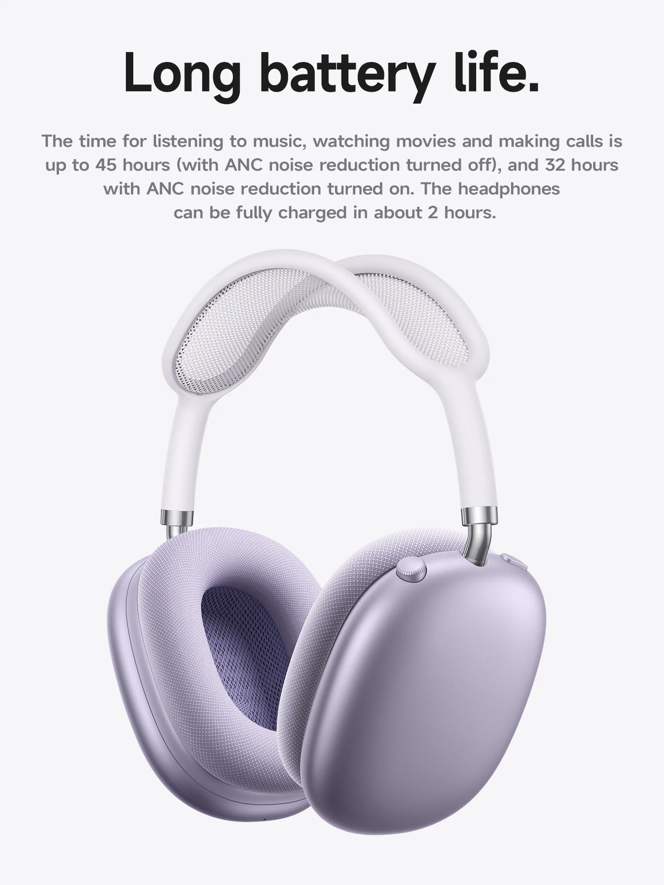 Wireless ANC Bluetooth Headphones – Long Battery Life, Comfortable Over-Ear Design