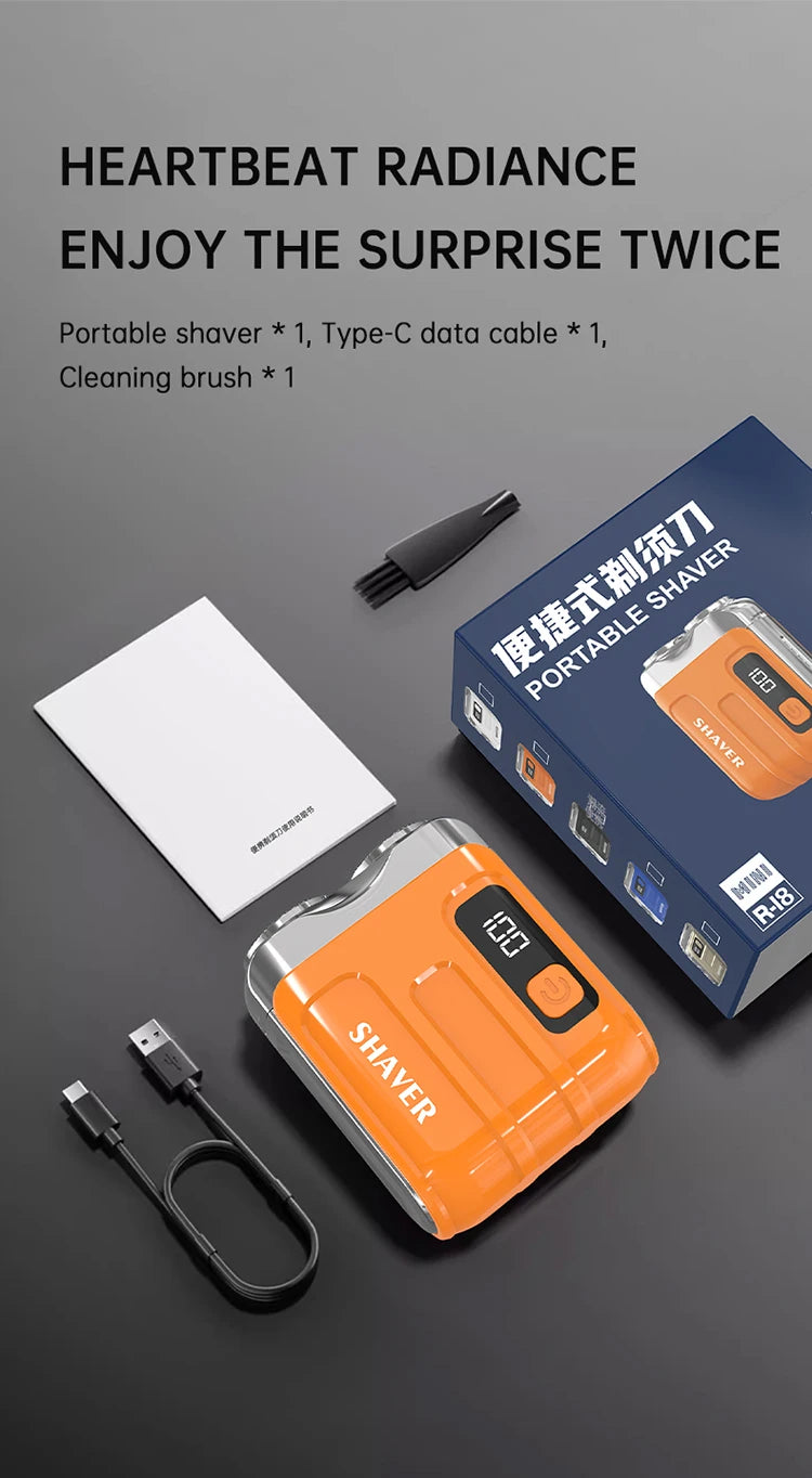 Mini Dual-Blade Electric Shaver – Rechargeable, Wet & Dry Use