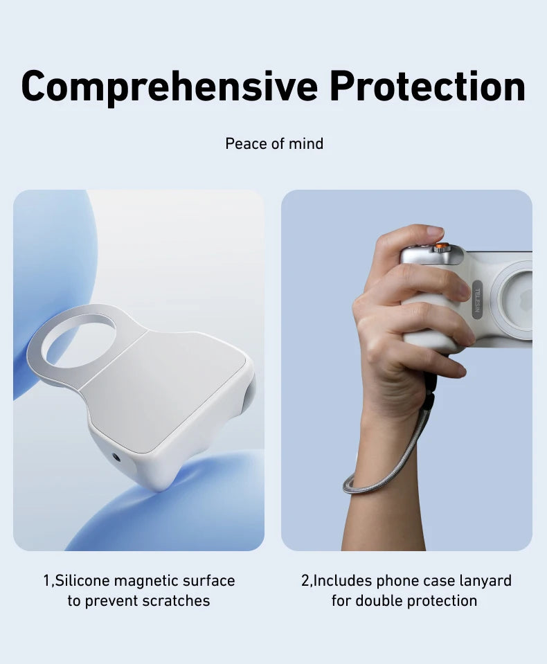 Magnetic Smartphone Camera Grip with Bluetooth Remote & Fill Light