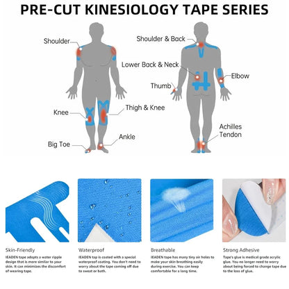 Kinesiology Tape – 10-Pack Waterproof Sports Knee Support Strips