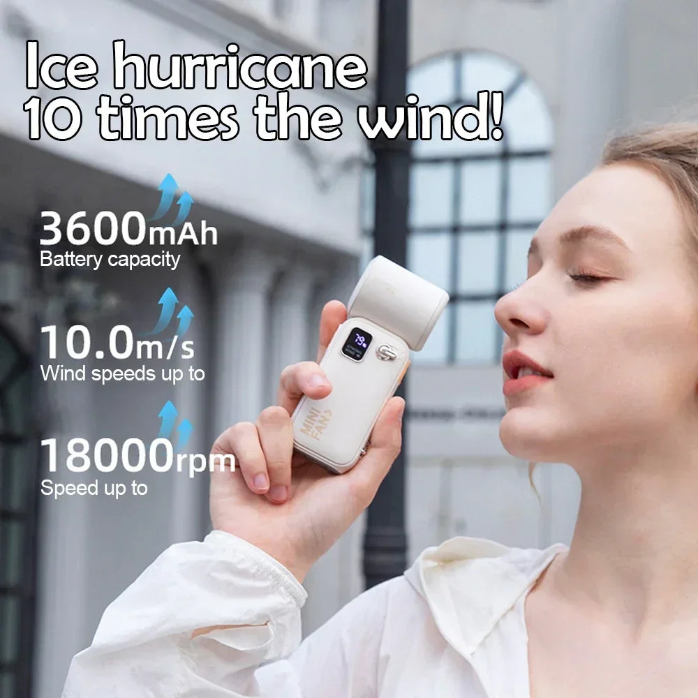 High-Speed Handheld Fan – 100-Level Cooling with Digital Display