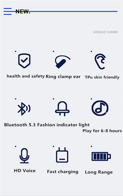 Open-Ear Clip-On Bluetooth Earphone – Lightweight, Low Latency