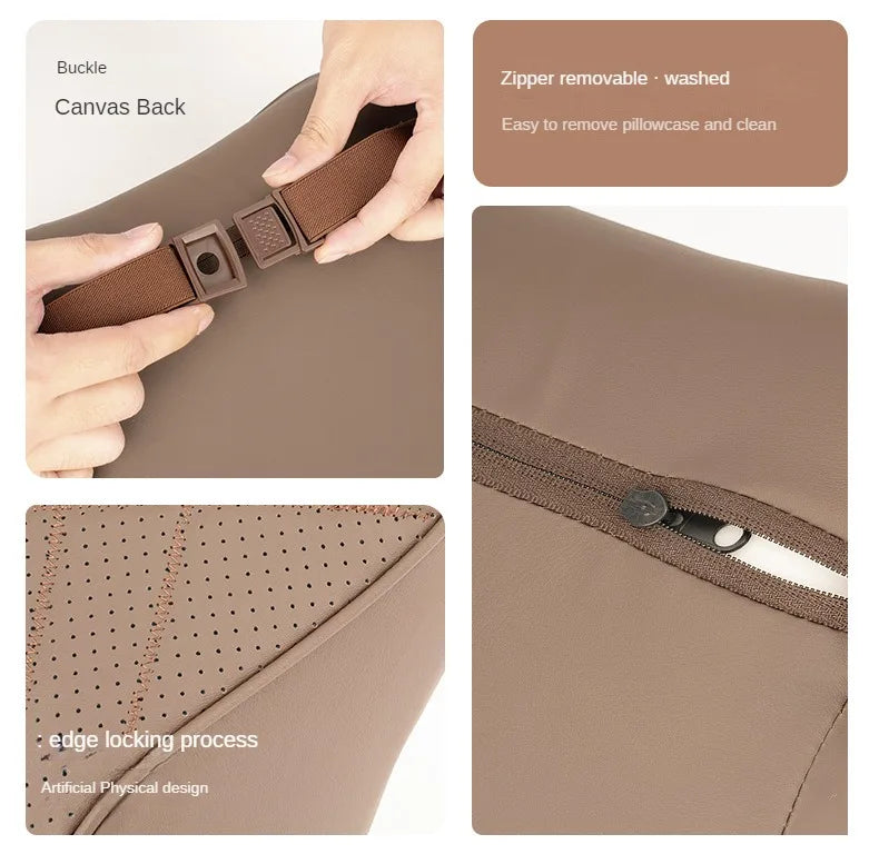 New Car Headrest Pillow Set Sewing Leather Auto Lumbar Waist Support Memory Foam Seat Neck Protective Cushion Accessories