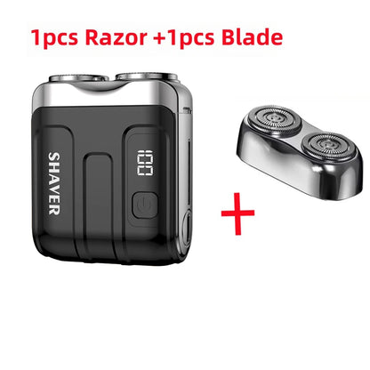 Mini Dual-Blade Electric Shaver – Rechargeable, Wet & Dry Use