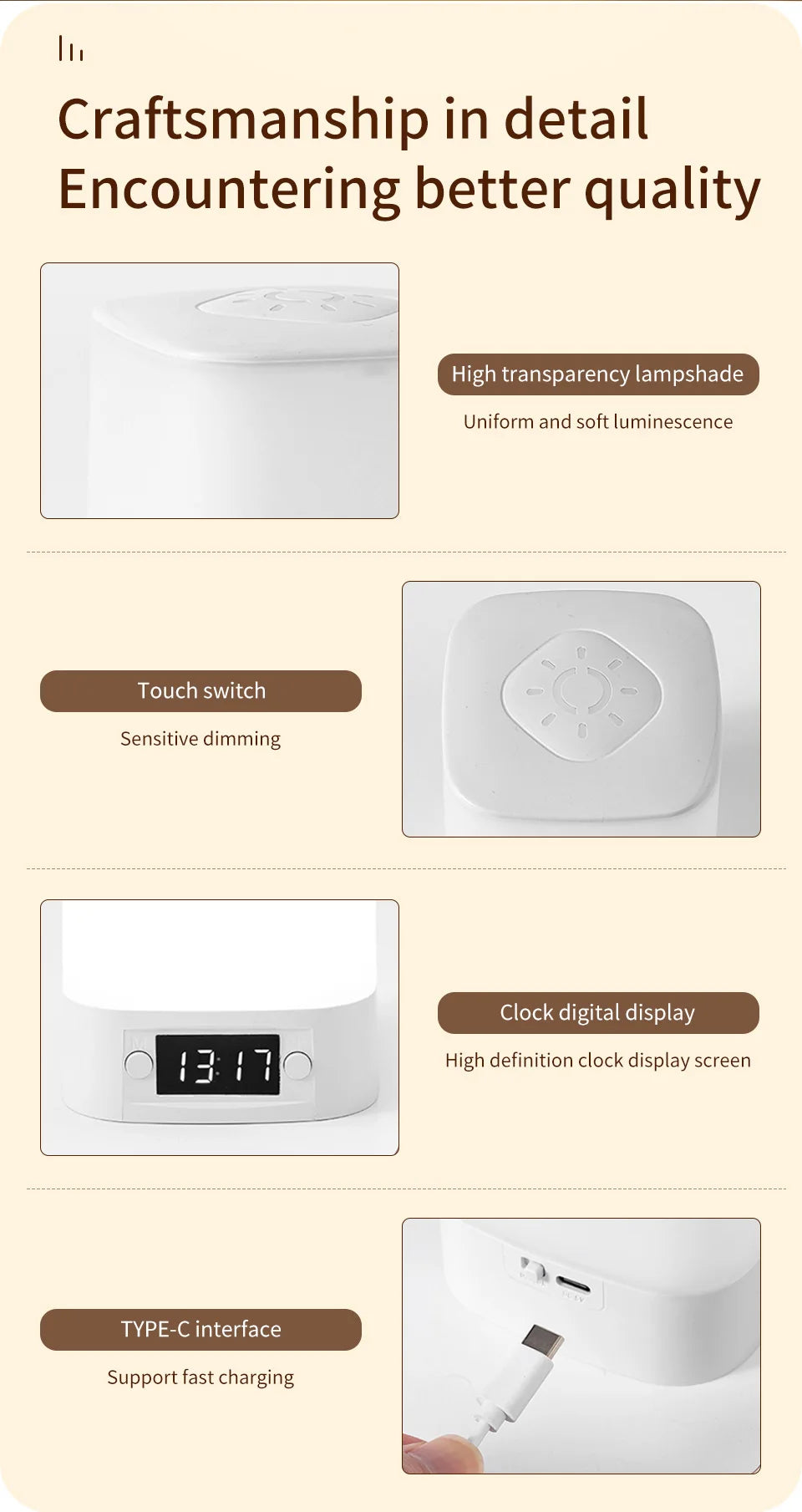 Rechargeable Clock Night Light