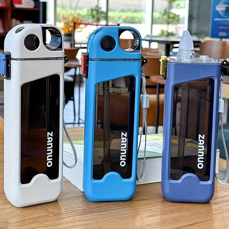 Reusable Sports Water Bottle with Straw & Lockable Lid