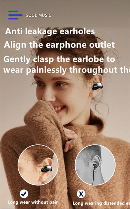 Open-Ear Clip-On Bluetooth Earphone – Lightweight, Low Latency