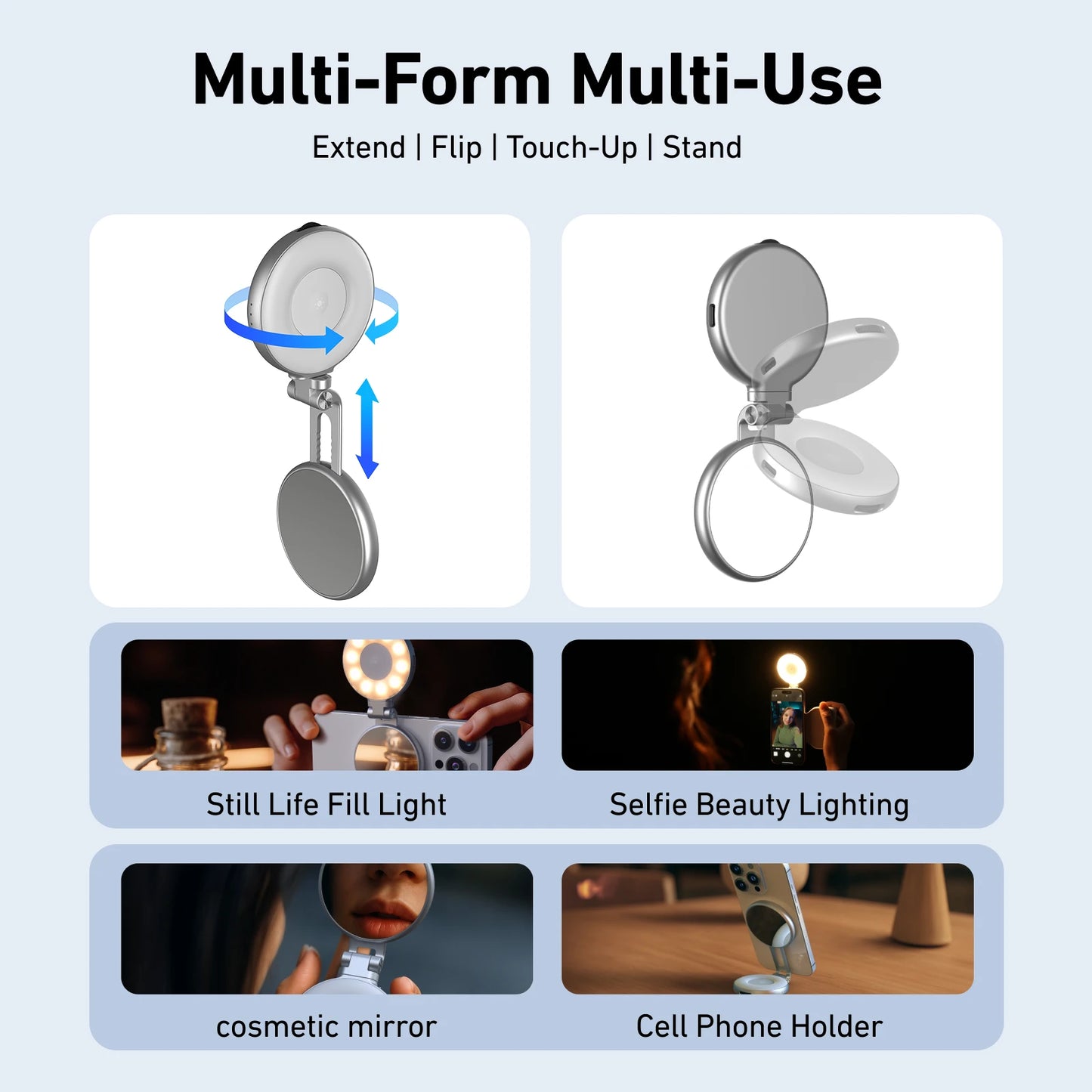 Magnetic Smartphone Camera Grip with Bluetooth Remote & Fill Light