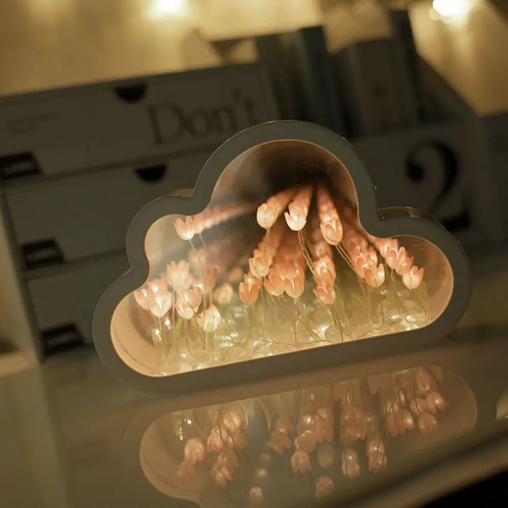 Floral Tulip Cloud Mirror Night Light
