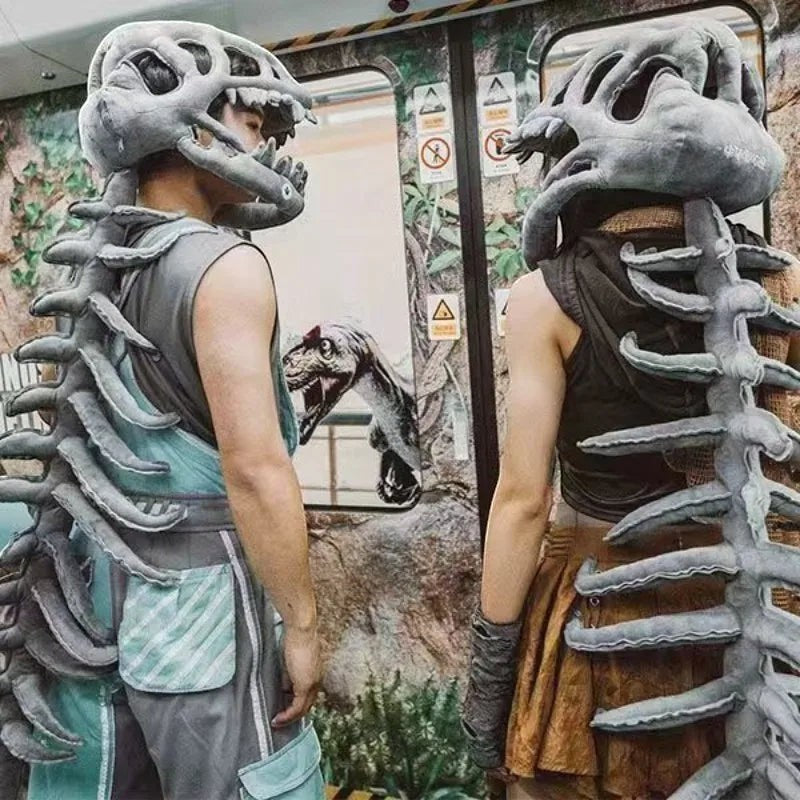 Dinosaur Skeleton Costume Set – Plush Cosplay Headgear & Dress-Up Outfit