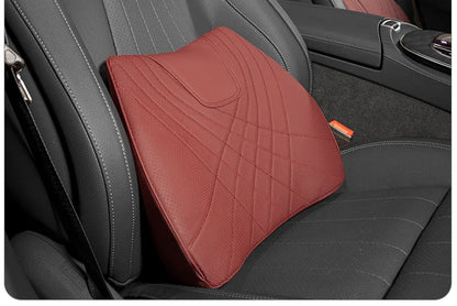 New Car Headrest Pillow Set Sewing Leather Auto Lumbar Waist Support Memory Foam Seat Neck Protective Cushion Accessories