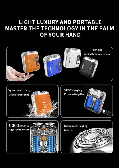 Mini Dual-Blade Electric Shaver – Rechargeable, Wet & Dry Use