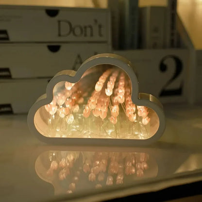 Floral Tulip Cloud Mirror Night Light