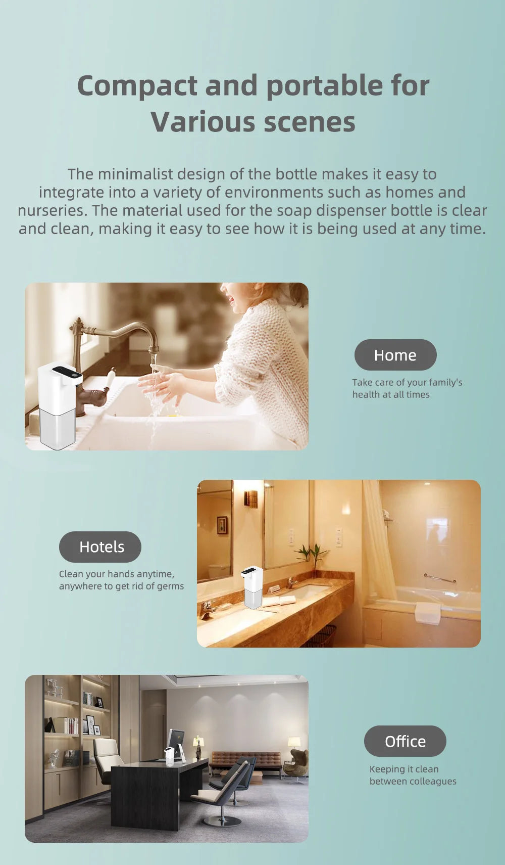 Automatic Soap Dispenser Infrared Sensing Foam Hand Sanitizer USB Rechargeable Foaming Hand Soap Dispenser For Home Bathrooms