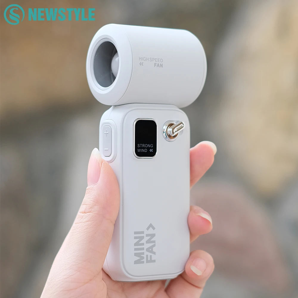 High-Speed Handheld Fan – 100-Level Cooling with Digital Display