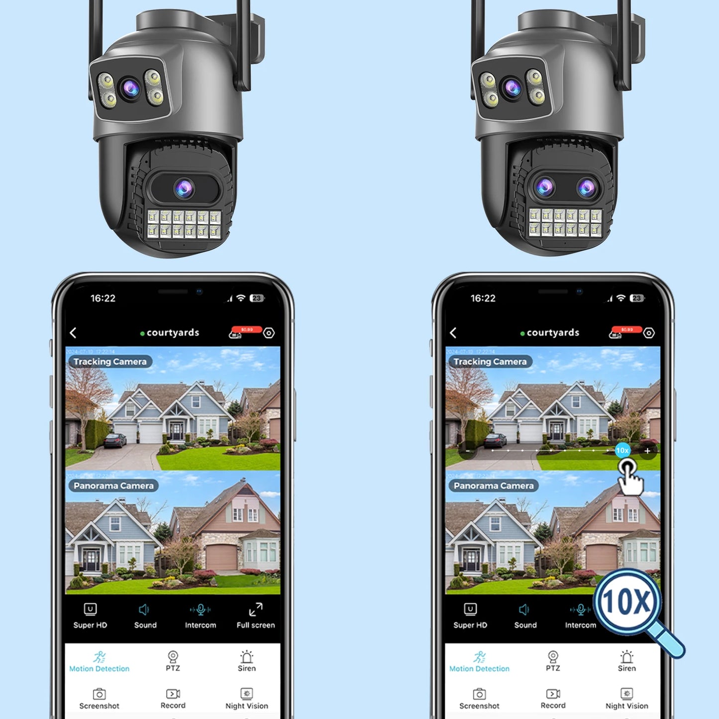 Dual-Lens PTZ WiFi Security Camera – AI Motion Detection, Color Night Vision