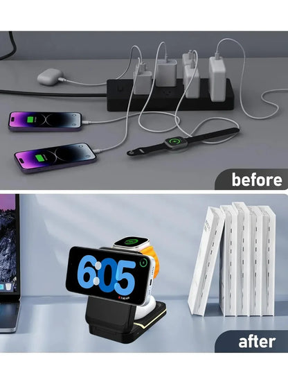 3-in-1 Magnetic Wireless Charger – For iPhone, Apple Watch & Earbuds
