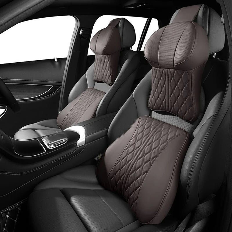 Car Headrest & Lumbar Support Pillow – Memory Foam Comfort for Driving