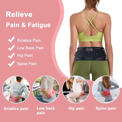 1PCS Lower Back Brace for Pain Relief – Adjustable Lumbar Support Belt for Sciatica- Breathable & Stabilizing with 4 Steel Stays