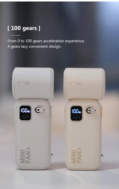 High-Speed Handheld Fan – 100-Level Cooling with Digital Display