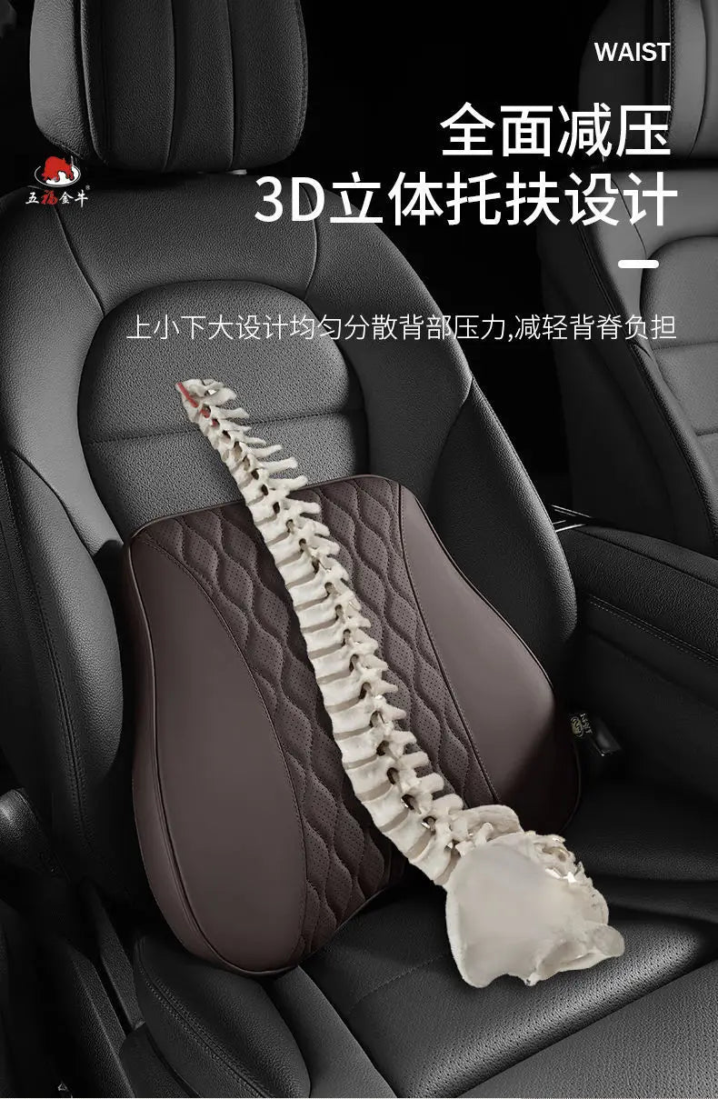 Car Headrest & Lumbar Support Pillow – Memory Foam Comfort for Driving