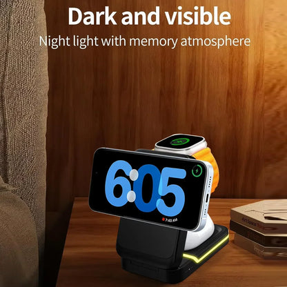 3-in-1 Magnetic Wireless Charger – For iPhone, Apple Watch & Earbuds