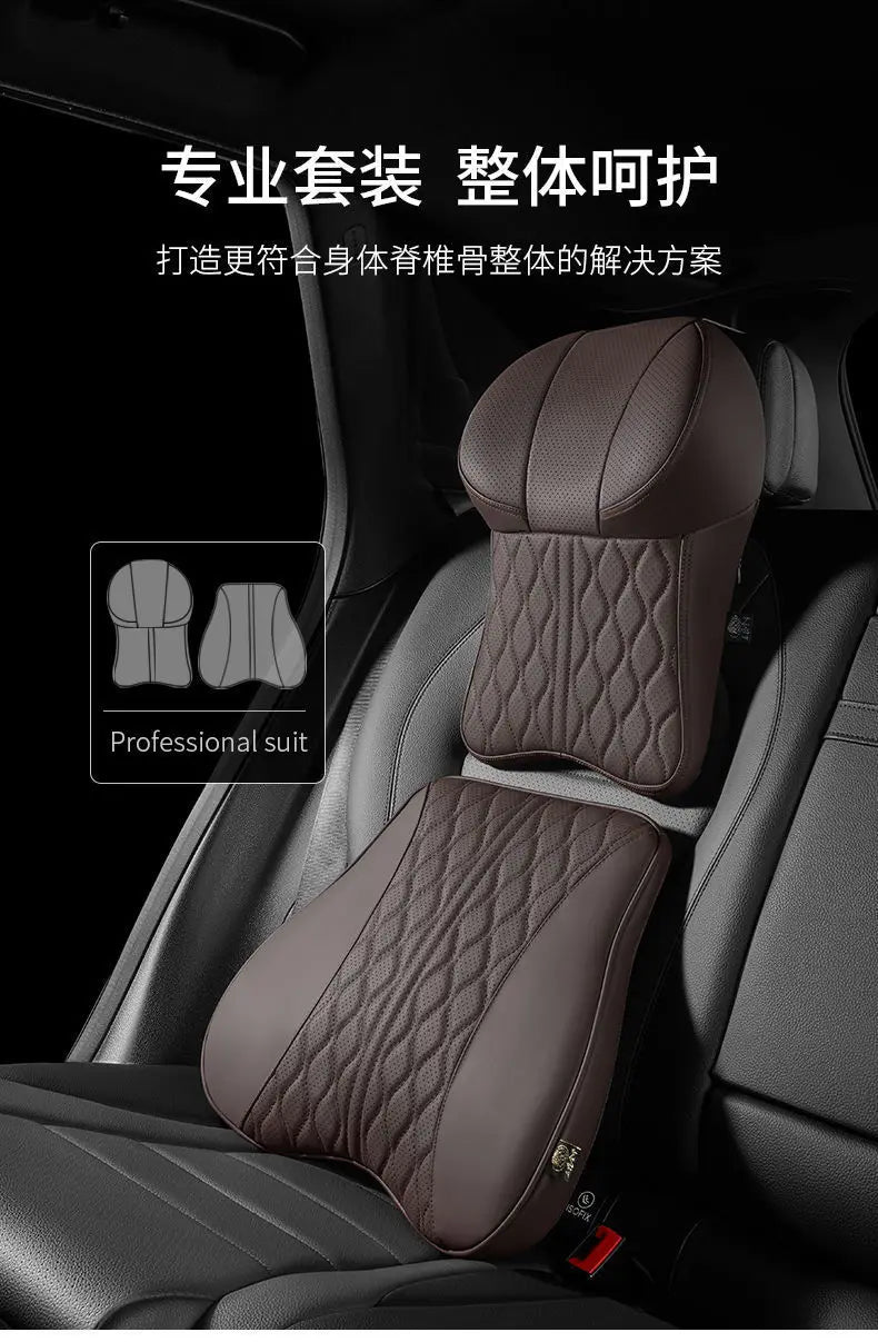 Car Headrest & Lumbar Support Pillow – Memory Foam Comfort for Driving