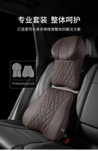 Car Headrest & Lumbar Support Pillow – Memory Foam Comfort for Driving