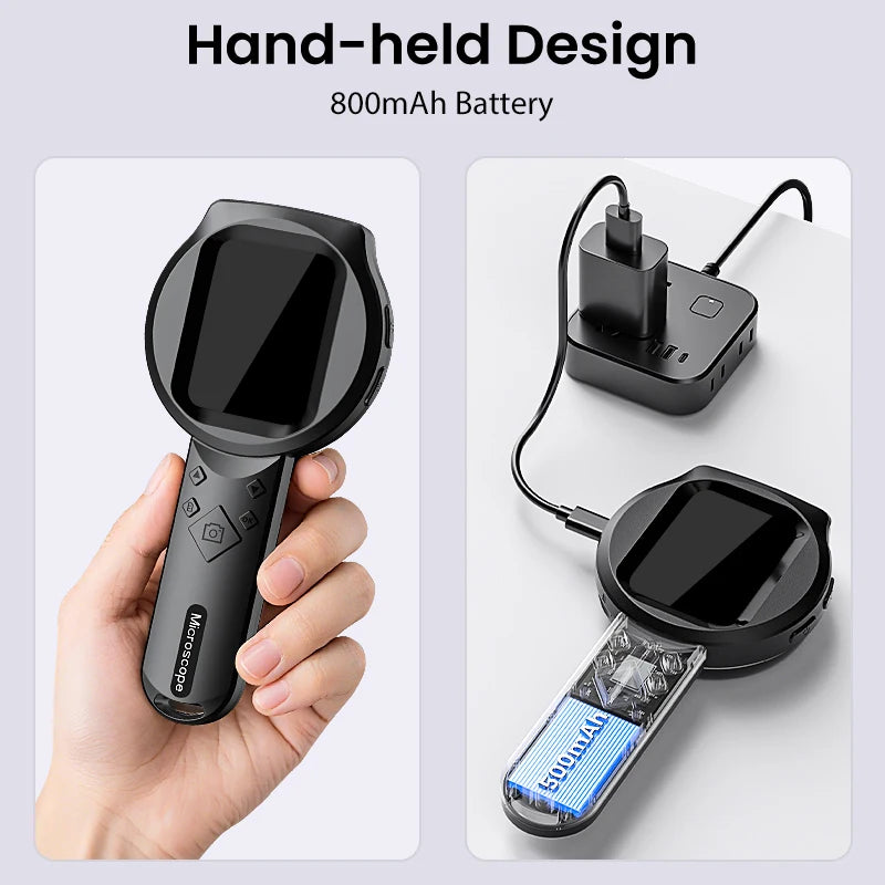 Handheld Digital Microscope with Screen – 100× Magnification & LED Lighting