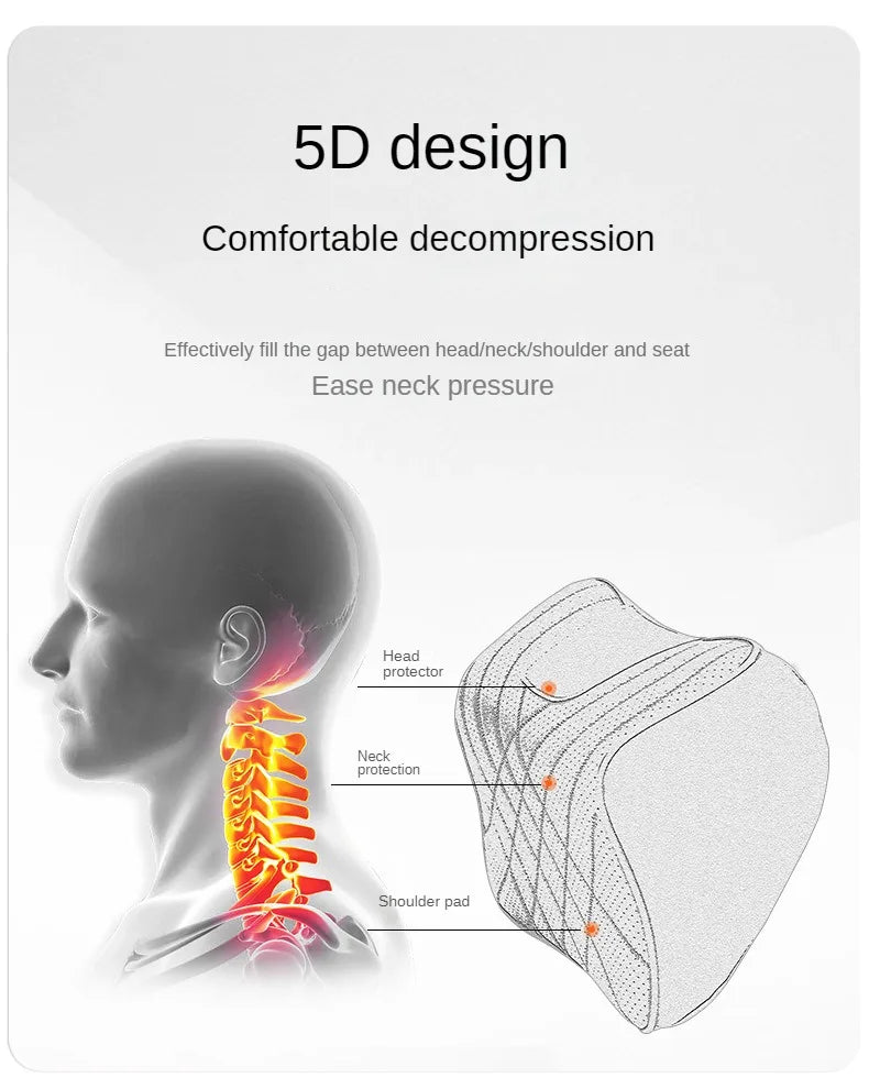 New Car Headrest Pillow Set Sewing Leather Auto Lumbar Waist Support Memory Foam Seat Neck Protective Cushion Accessories