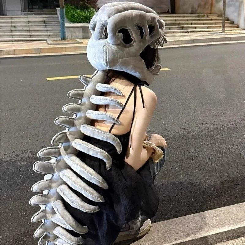 Dinosaur Skeleton Costume Set – Plush Cosplay Headgear & Dress-Up Outfit