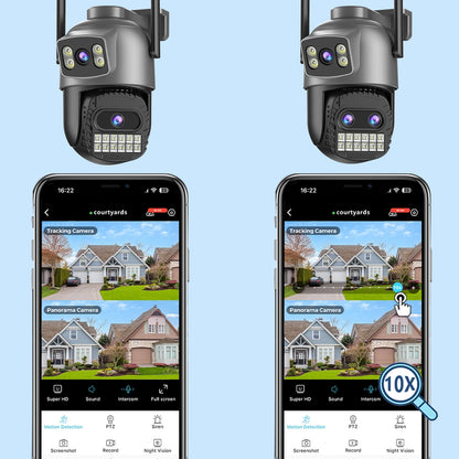 Dual-Lens PTZ WiFi Security Camera – AI Motion Detection, Color Night Vision