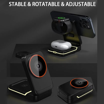 3-in-1 Magnetic Wireless Charger – For iPhone, Apple Watch & Earbuds