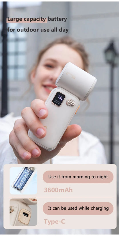 High-Speed Handheld Fan – 100-Level Cooling with Digital Display