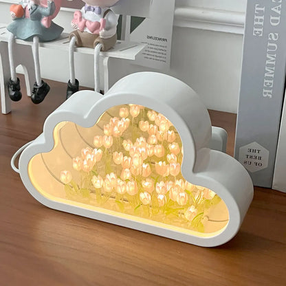Floral Tulip Cloud Mirror Night Light