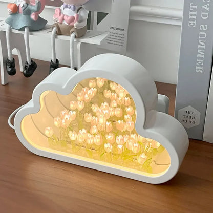 Floral Tulip Cloud Mirror Night Light