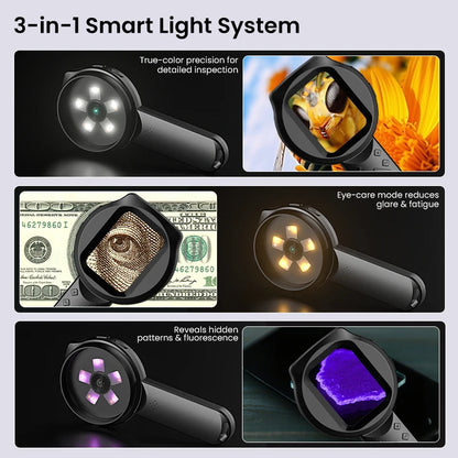 Handheld Digital Microscope with Screen – 100× Magnification & LED Lighting