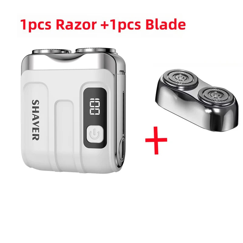 Mini Dual-Blade Electric Shaver – Rechargeable, Wet & Dry Use